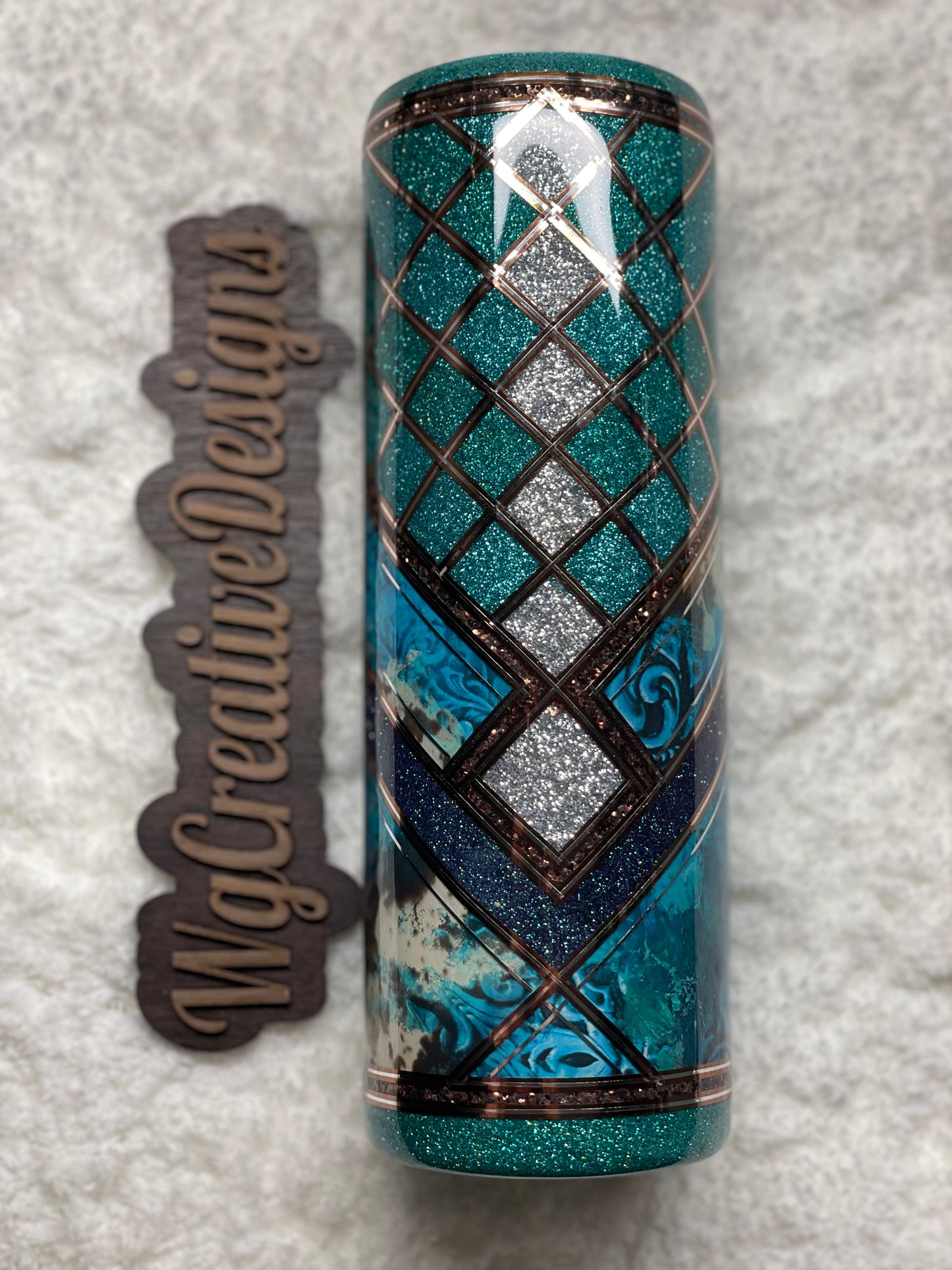 Teal Tooled Leather/cowhide