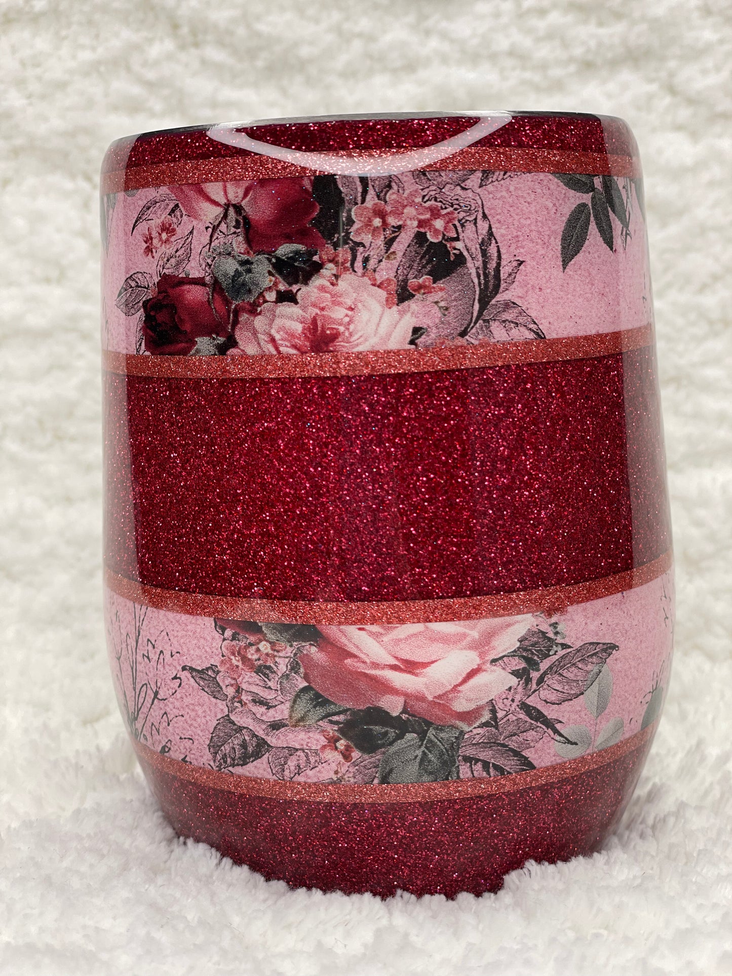 Floral dark pink wine tumbler