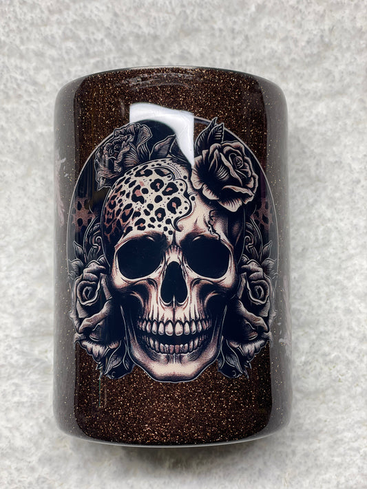 Skull animal print feathers