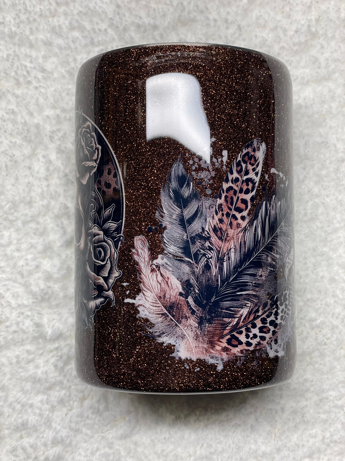 Skull animal print feathers